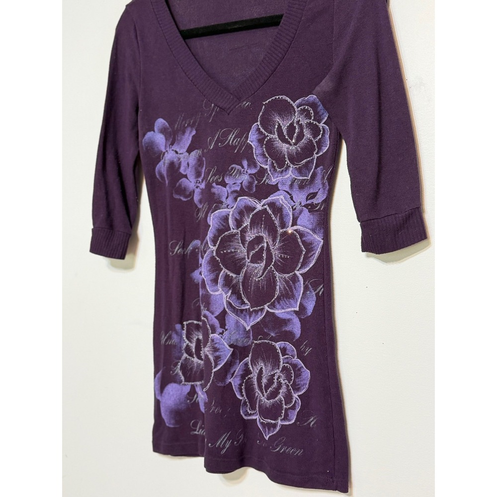 Y2K Wet Seal Whimsigoth Floral Top Womens Small Indie Sleaze Fairy Grunge Baddie - Picture 4 of 7